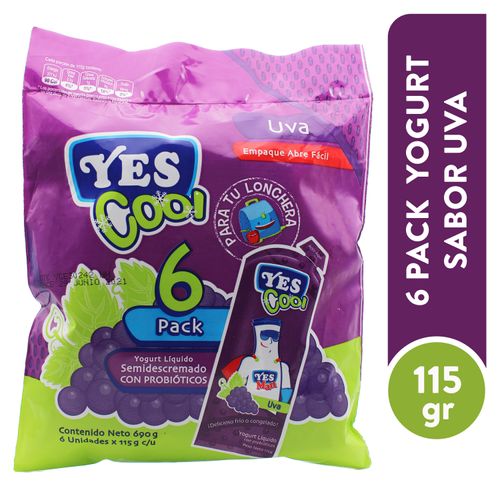 Yogurt Yes Cool  Sabor A Uva 6 Pack   - 750 g