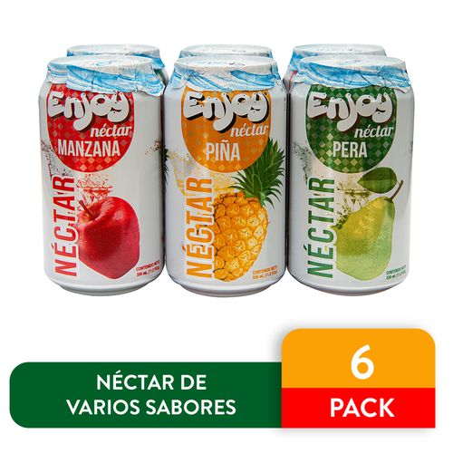 6 Pack Jugos Enjoy Nectar Sabores Manzana Pina Pera- 330 ml