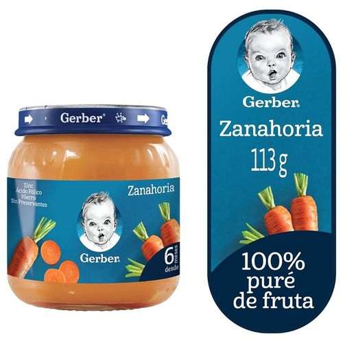 Colado Zanahoria GERBER®  Alimento Infantil Frasco- 113gr