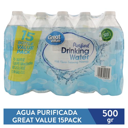 Agua Purificada Great Value 15Pack 500Ml