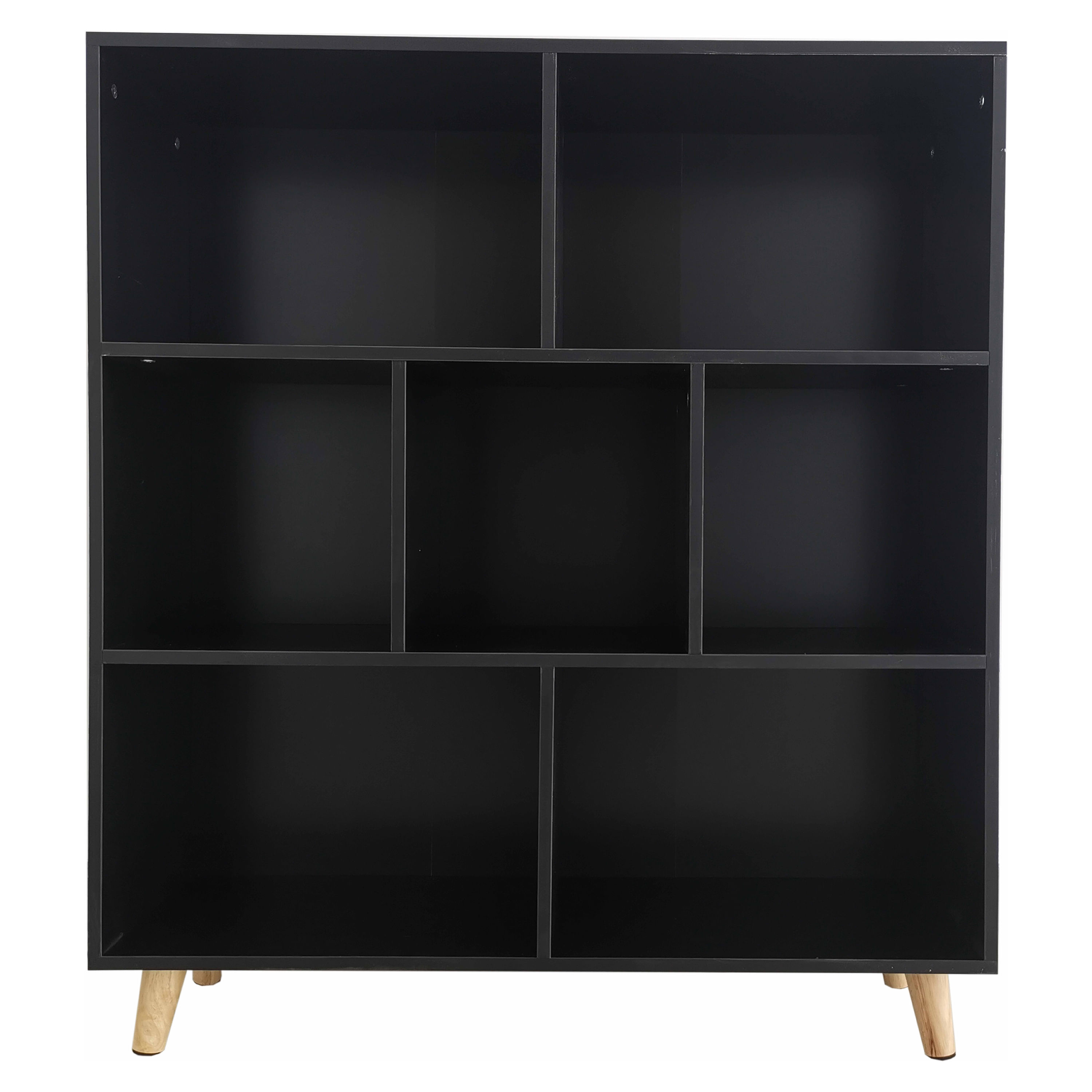 Estantería de metal y madera negra - Loft - Librería de 5 niveles, L 114 x  W 33