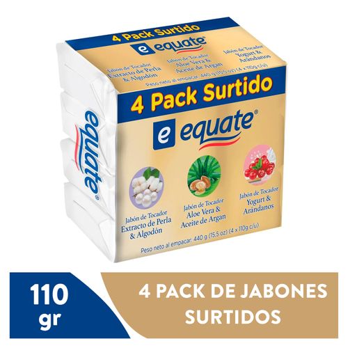 4 Pack Jabón De Tocador Equate  Surtido - 440gr