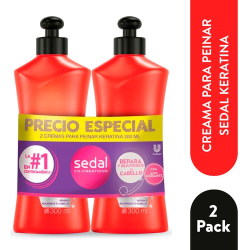 2 Pack Crema Para Peinar Sedal Keratina - 300ml