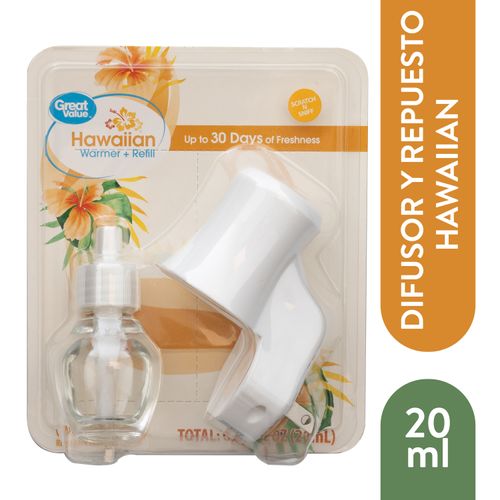 Difusor de aromatizante y Repuesto Great Value Hawaiian 20ml