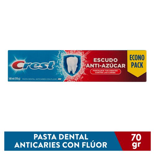 Pasta Dental Crest Escudo Anti-Azúcar Anticaries Con Flúor 140 ml