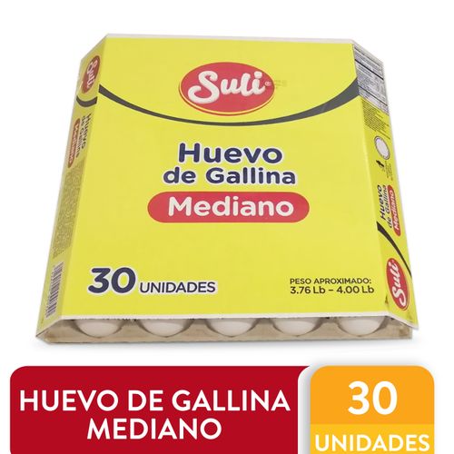Huevo Blanco Suli Tamaño Mediano, Carton - 30 Uds