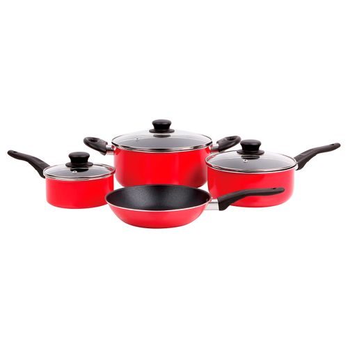 Bateria  Mainstays Cocina Roja- 7 Piezas