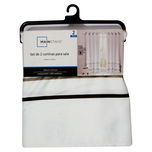 Set de 2 Cortinas Mainstays Color Blanca Con Lineas