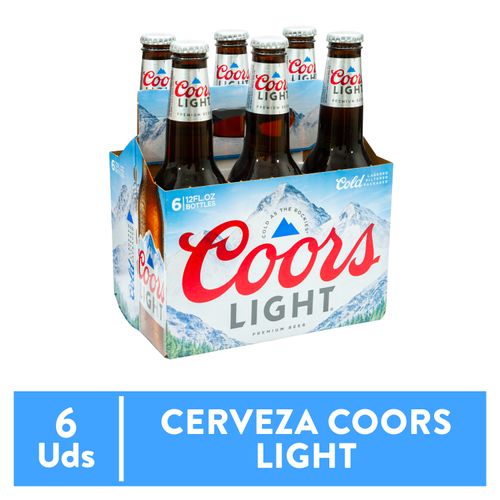 6 Pack Cerveza Coors Light Vidrio-  354 ml