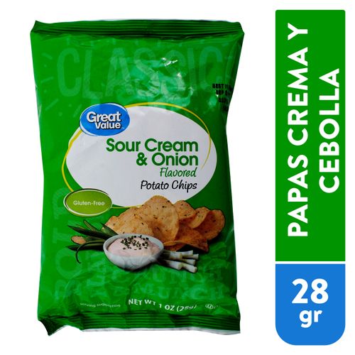 Chips de Crema Agria y Cebolla Great Value - 28gr