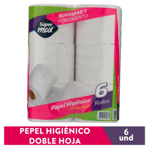 Papel Higénico Supermax 330 Hojas Doble - 6 Rollos