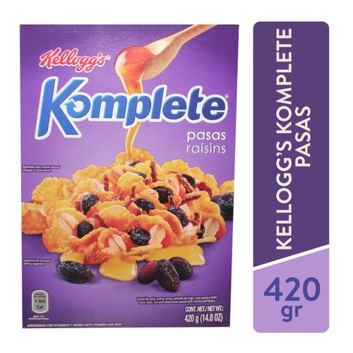 Cereal Komplete Con Pasas Kelloggs - 420gr