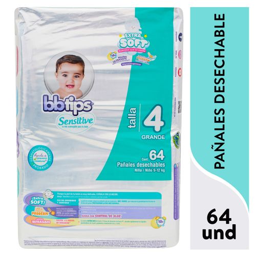 Pañal Sensitive BB Tips Talla 4 64 Unds
