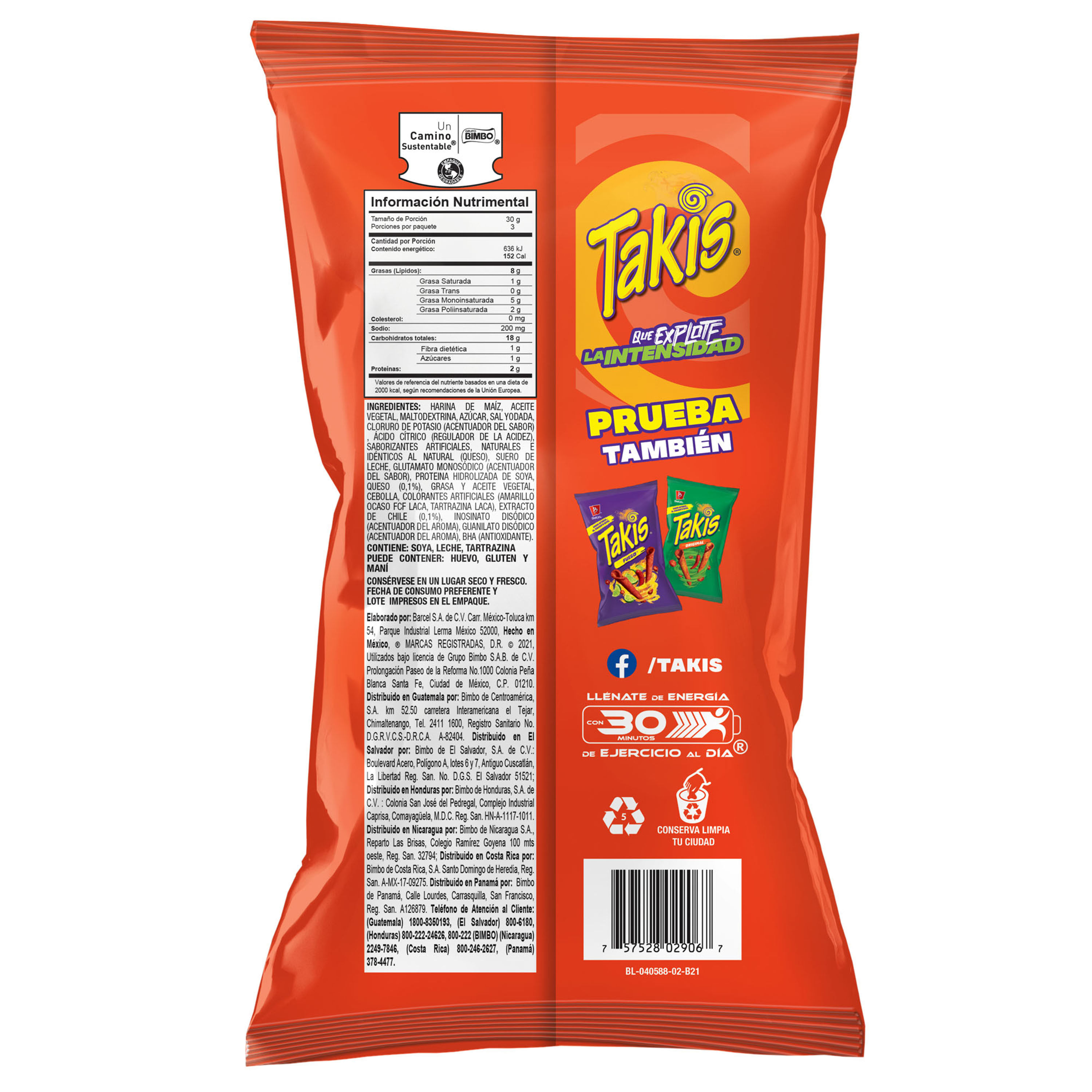 etiqueta nutricional de takis