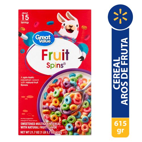 Cereal Great Value Aros De Fruta 615 Gr