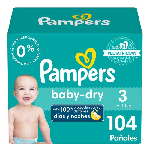 Pañales Pampers Baby-Dry, Talla 3 -104 Uds