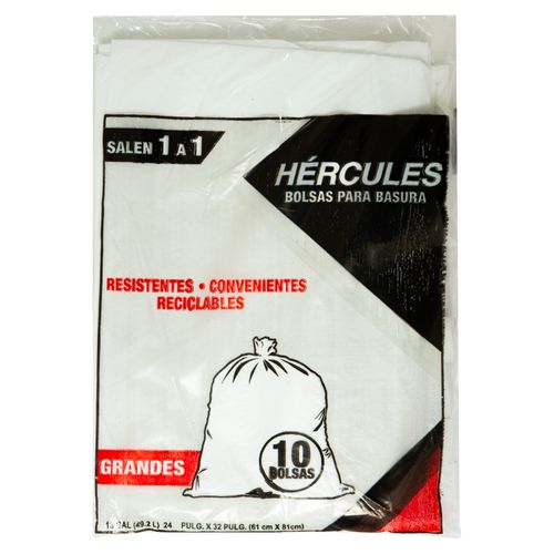 Bolsa Bas Hercules Blanca Paquet Grande 10U