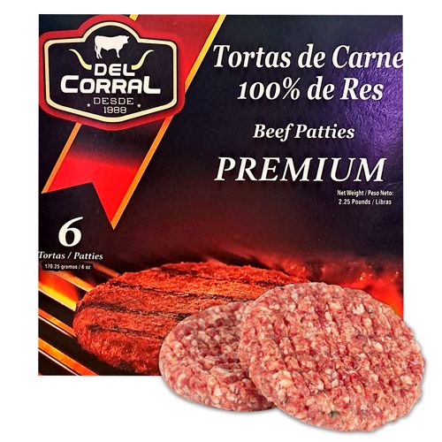 Carne Hamburguesa Premium Del Corral 6U