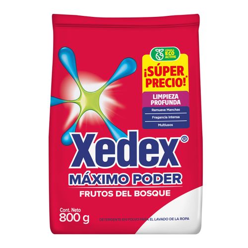 Detergente Xedex Polvo Frutos Rojo 800gr