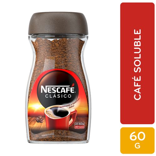 Café Soluble Nescafe Clásico Instantáneo Frasco - 60 g