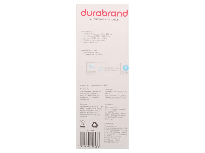 Comprar Auricular Durabrand Con Cable Negro | Walmart Honduras