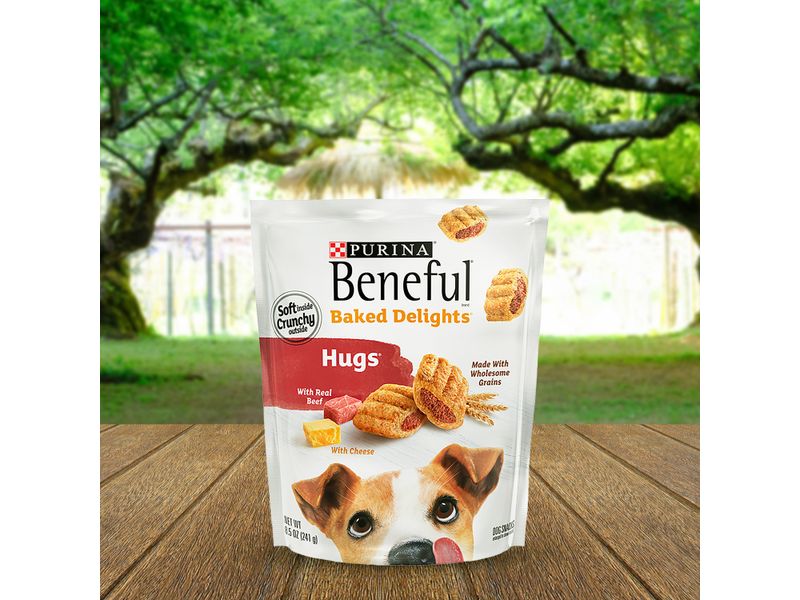 Purina Beneful Baked Delights Hugs Beef & Cheese Dog Treats – 19.5 Oz. Pouch – Crunchy Snack With Savory Center