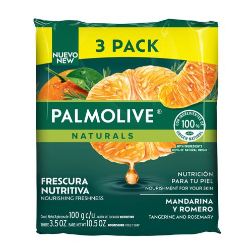 Jabón  Palmolive Naturals Mandarina Y Romero En Barra 3 Pack - 300g