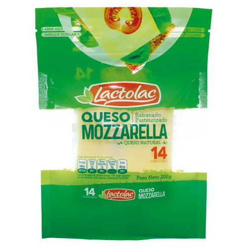 Queso Lactosa Mozarella En Rodaja - 200gr