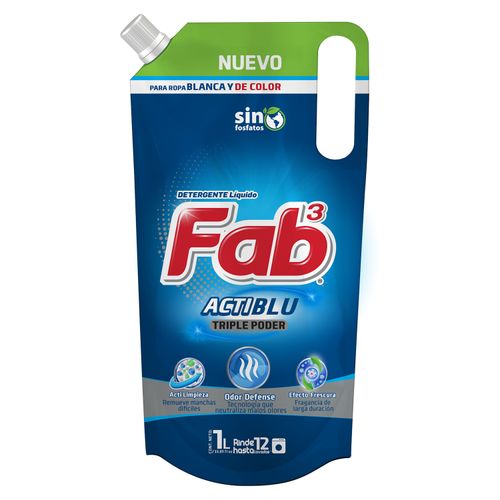Detergente Liquido Fab 3 Acti Blu Doy Pack 1000Ml