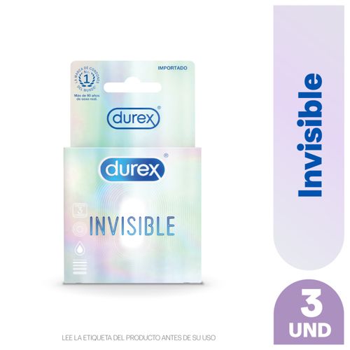 Condones Durex Invisible Regular Látex Natural, Lubricante A Base De Silicona - 3Uds