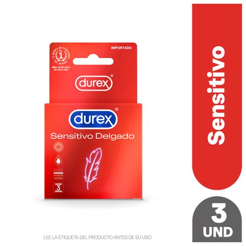 Condones Durex Sensitivo Delgado Látex Natural, Lubricante A Base De Silicona - 3Uds