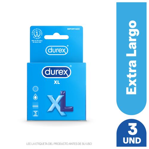 Condones Durex XL Látex Natural Lubricante A Base De Silicona - 3Uds