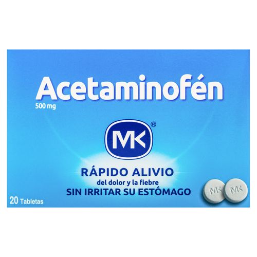 Acetaminofén Mk  500 Mg 20 Tabletas