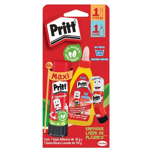 Pegamento Pareja Ideal Pritt Lápiz Adhesivo 42g Y Goma Blanca 110g