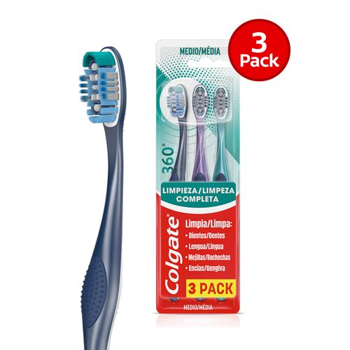 Cepillo Dental Colgate 360 Limpieza Completa 3 Pack