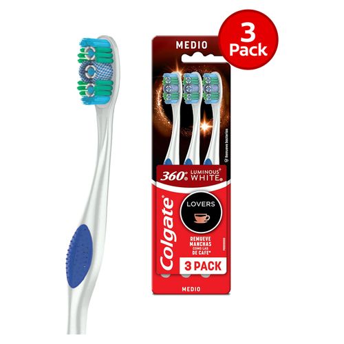 Cepillo De Dientes Colgate 360° Luminous White Lovers 3 Pack