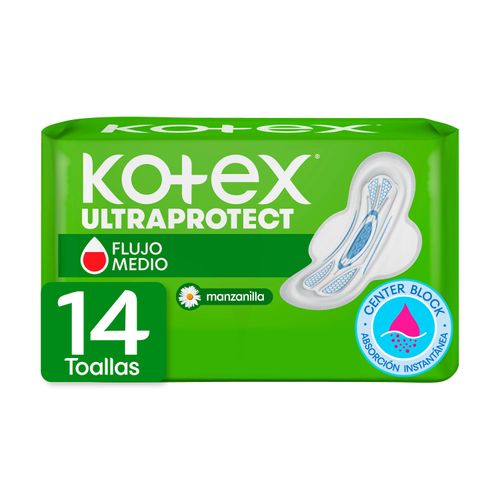 Toallas Femeninas Kotex UltaProtect Manzanilla Con Alas- 14Uds