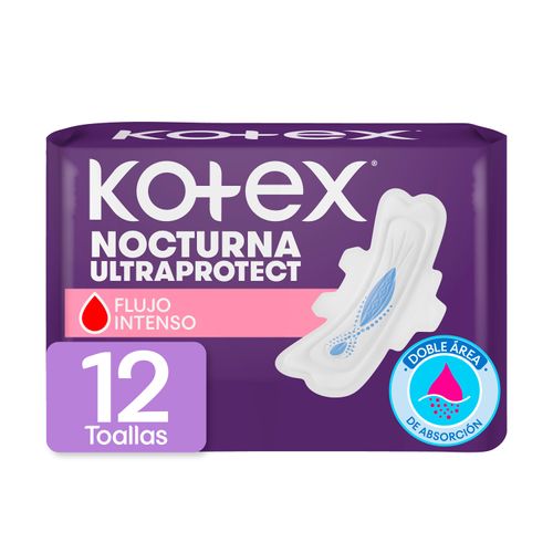 Toallas Femeninas Kotex Nocturna Con Alas- 12Uds