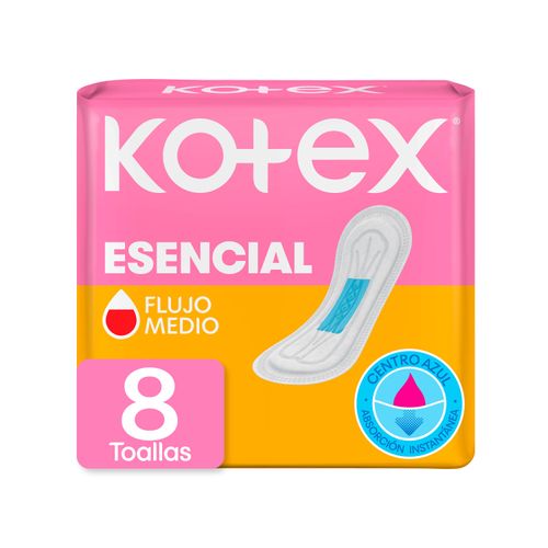 Toallas Femeninas Kotex Esencial Normal Sin Alas - 8 Unidades