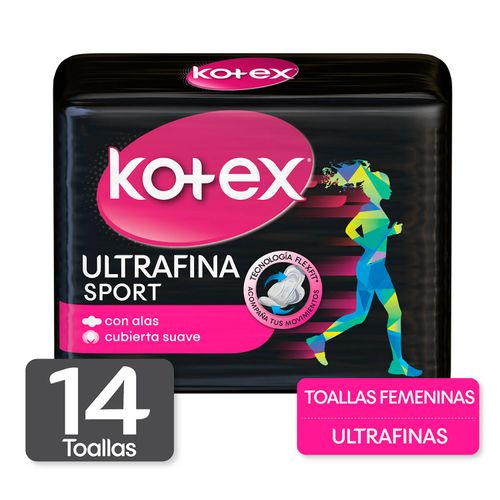 Toallas Femeninas Kotex Sport Ultradelgadas Con Alas - 14Uds