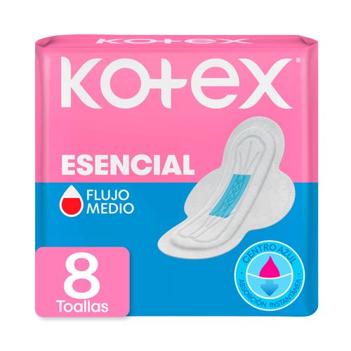 Toallas Femeninas Kotex Esencial Normal Con Alas - 8Uds