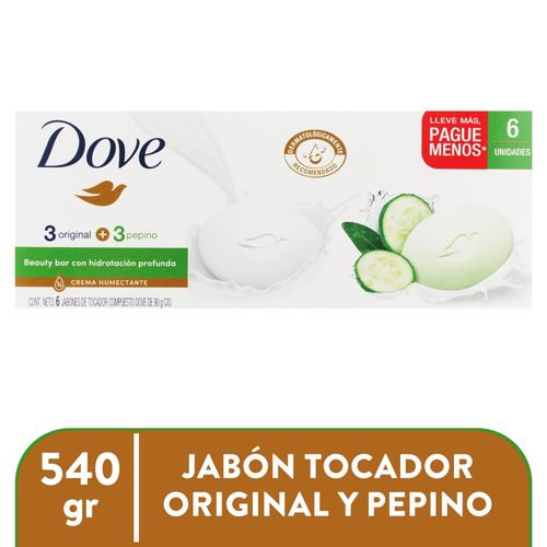 Jabon Dove 6pack Original Y Pepino 540gr