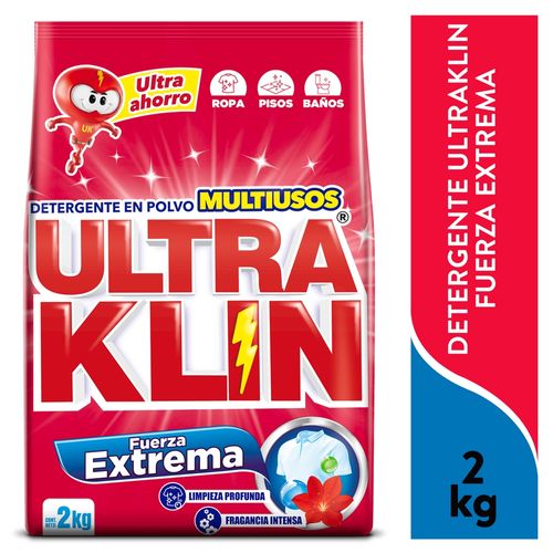 Detergente Ultraklin En Polvo Fuerza Extrema -2Kg