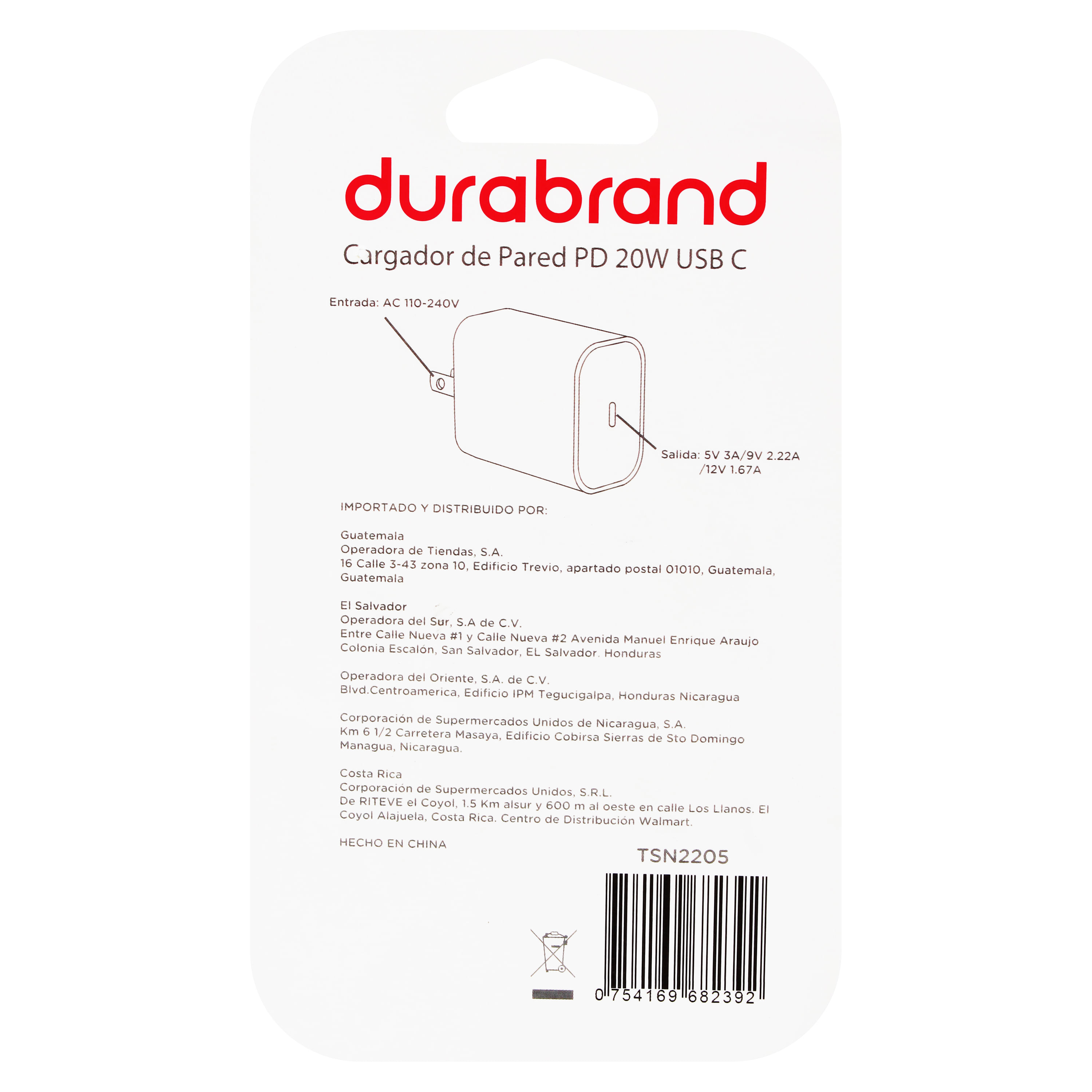 Comprar Durabrand Cargador De Pared Pd 20W Usb C | Walmart Honduras