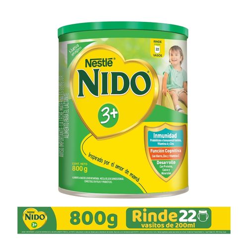 Leche Instantánea Nestlé® NIDO® 3+ Desarrollo® Alimento Lácteo  Lata- 800 gr