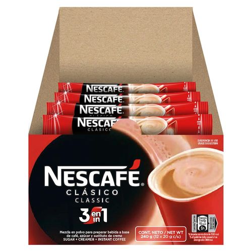 NESCAFÉ Clásico 3 en 1 Café Instantáneo Caja 12 Sobres de 20g