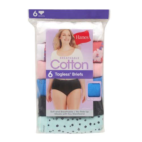 Panti Hanes, para Dama Cintura Alta, 6 pack Surtido -Talla 8