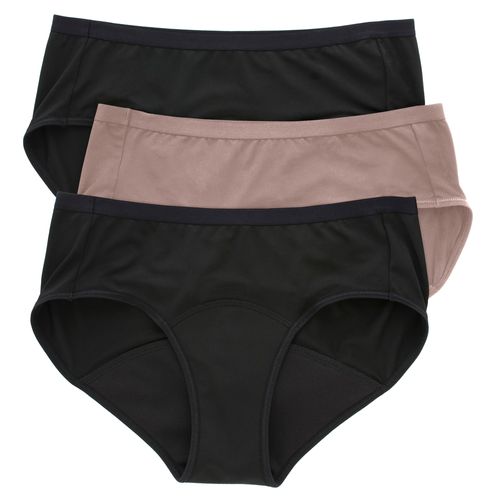 Hípster Hanes, de Periodo para mujer, flujo Moderado, 3 pack surtido -Talla 5