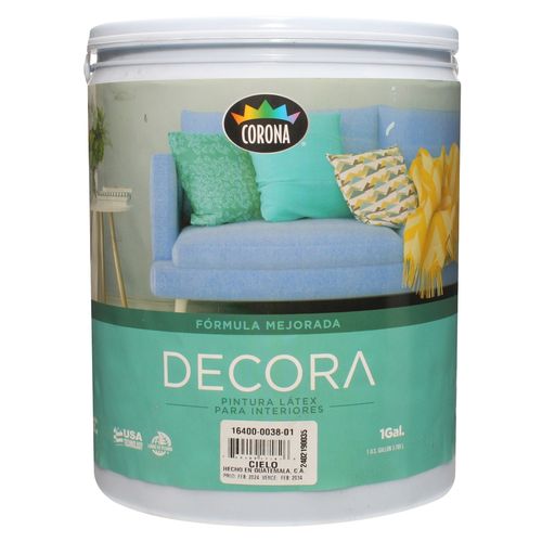 Pintura Latex Decora Formula Mejorada Para Interiores Color Cielo - 1 Galon