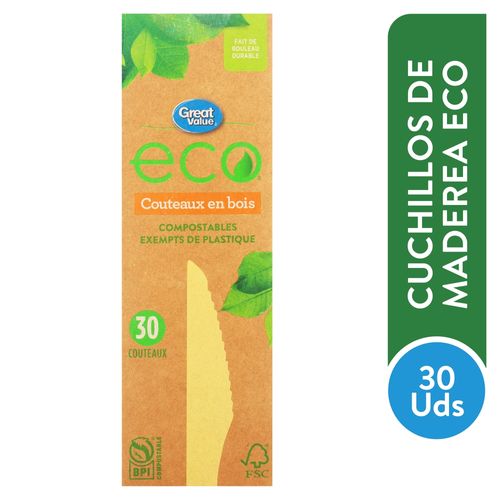 Cuchillos Great Value Compostables Eco - 30Uds